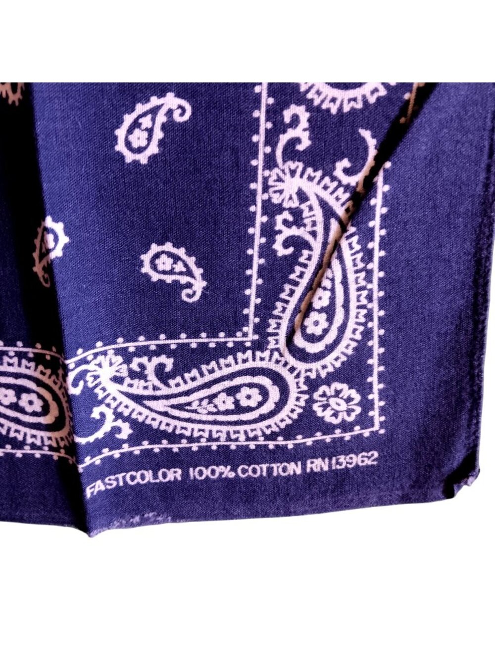 True Vintage Hanky Cowboy Western Bandana Navy Blue Cotton Buttery Fastcolor